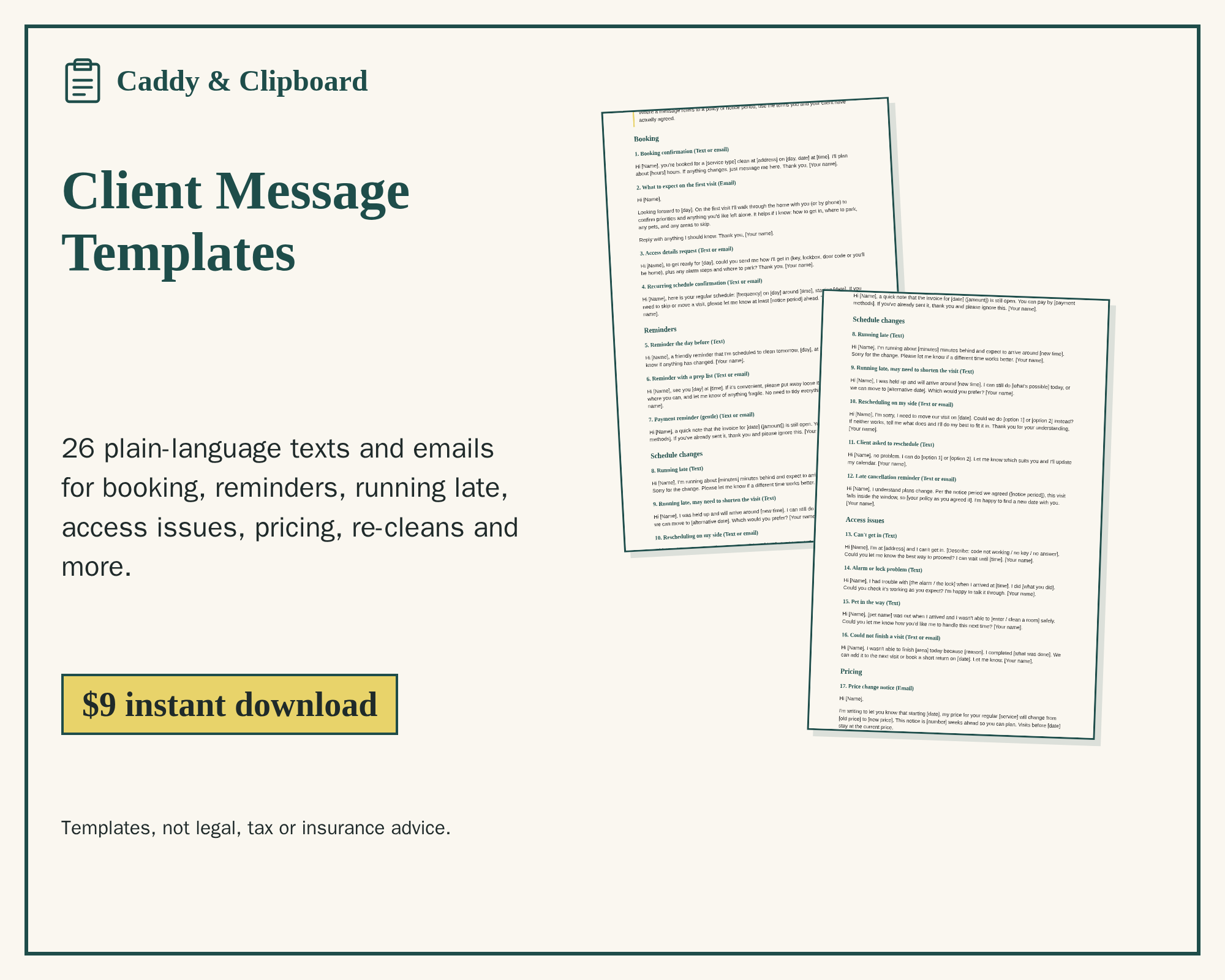 Cleaning Business Message Templates cover