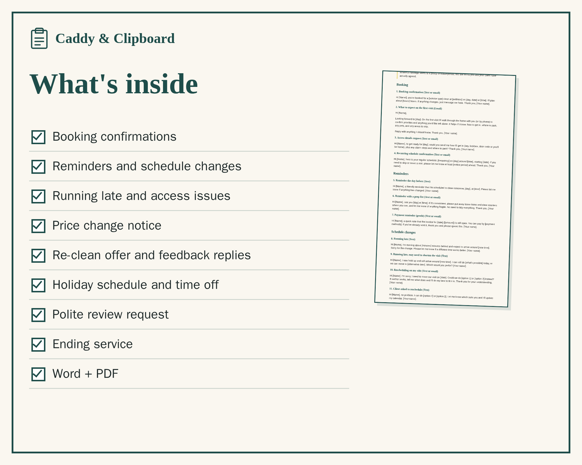 Inside Cleaning Business Message Templates